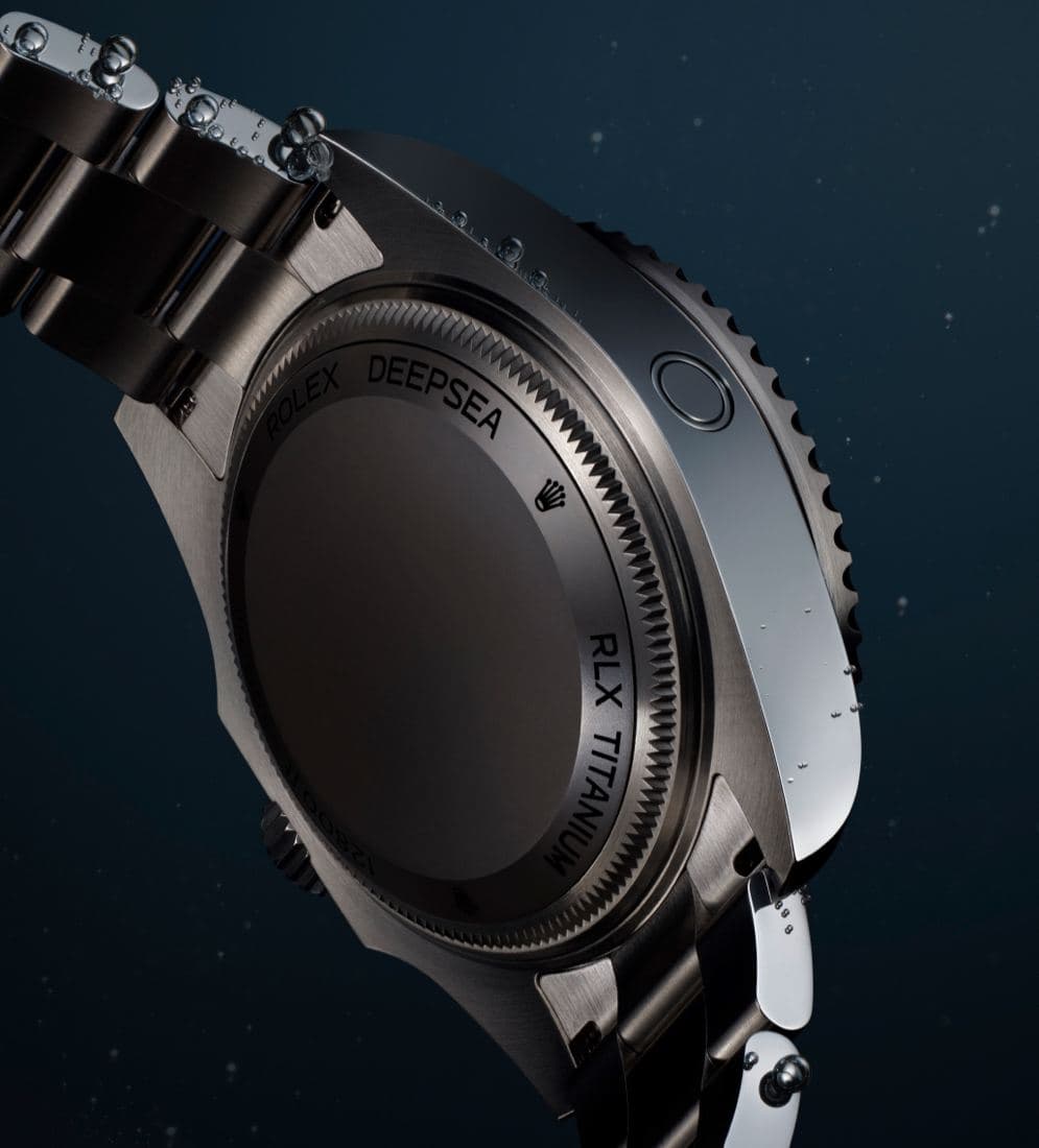 Rolex Deepsea Oyster, highlighting back of helium escape case